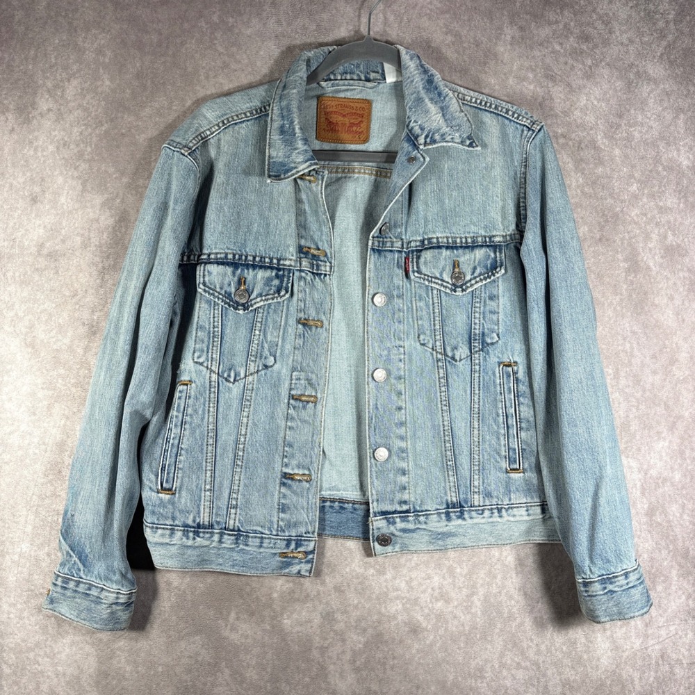 Levis Trucker Jacket Unisex Small Blue Denim Jean Classic Light Wash Cotton